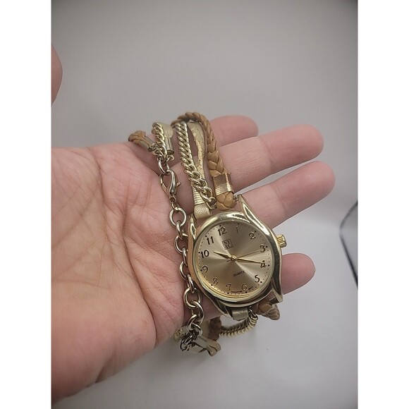NY&C Wrap WristWatch Watch Womens Multi Strand Gold Tone Analog Jewelry Costume - Picture 8 of 14